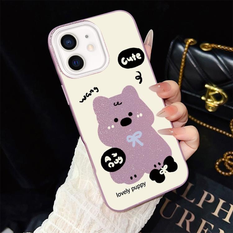 Custodia per telefono ibrida in PC e TPU con grazioso motivo a cuccioli e glitter IMD., For iPhone 13 Pro Max, For iPhone 13 Pro, For iPhone 13, For iPhone 12, For iPhone 12 Pro Max, For iPhone 12 Pro
