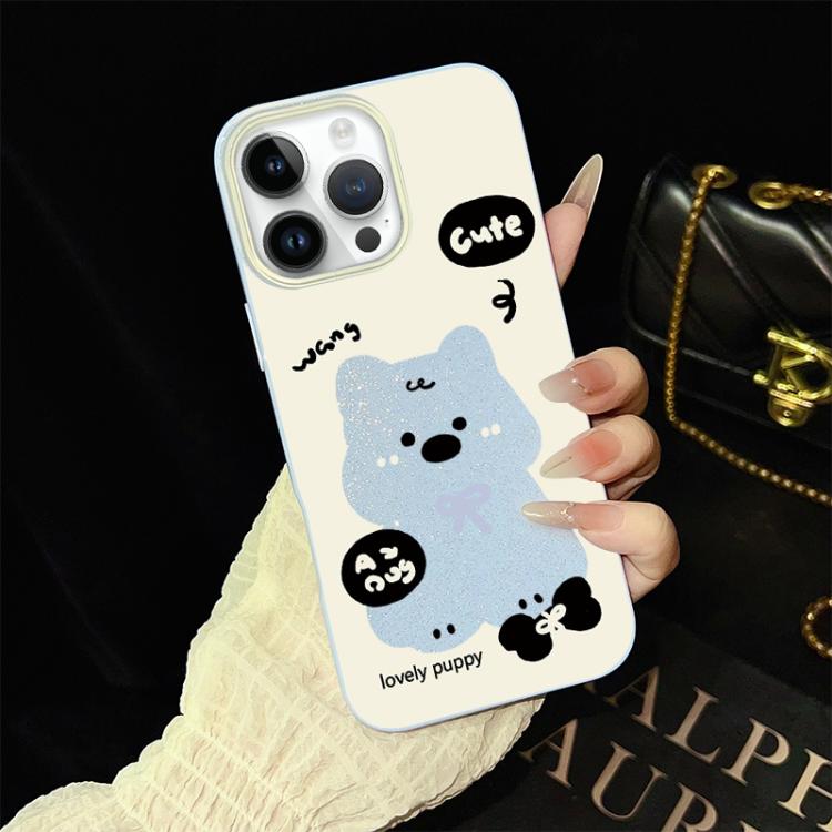 Custodia per telefono ibrida in PC e TPU con grazioso motivo a cuccioli e glitter IMD., For iPhone 13 Pro Max, For iPhone 13 Pro, For iPhone 13, For iPhone 12, For iPhone 12 Pro Max, For iPhone 12 Pro