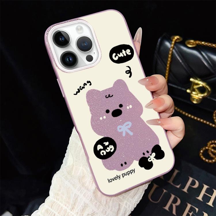 Custodia per telefono ibrida in PC e TPU con grazioso motivo a cuccioli e glitter IMD., For iPhone 13 Pro Max, For iPhone 13 Pro, For iPhone 13, For iPhone 12, For iPhone 12 Pro Max, For iPhone 12 Pro