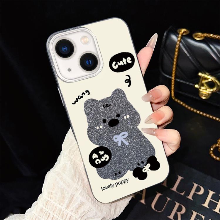 Custodia per telefono ibrida in PC e TPU con grazioso motivo a cuccioli e glitter IMD., For iPhone 15, For iPhone 14 Plus, For iPhone 14, For iPhone 14 Pro, For iPhone 14 Pro Max, For iPhone SE 2022 / SE 2020