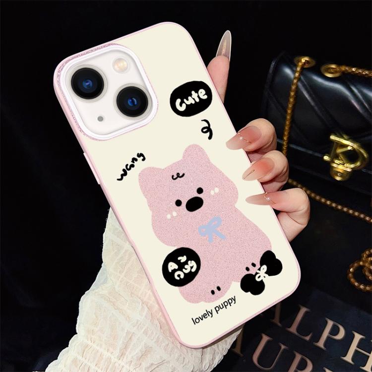 Custodia per telefono ibrida in PC e TPU con grazioso motivo a cuccioli e glitter IMD., For iPhone 15, For iPhone 14 Plus, For iPhone 14, For iPhone 14 Pro, For iPhone 14 Pro Max, For iPhone SE 2022 / SE 2020