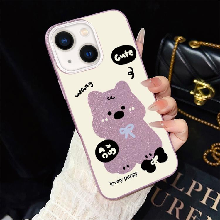 Custodia per telefono ibrida in PC e TPU con grazioso motivo a cuccioli e glitter IMD., For iPhone 15, For iPhone 14 Plus, For iPhone 14, For iPhone 14 Pro, For iPhone 14 Pro Max, For iPhone SE 2022 / SE 2020