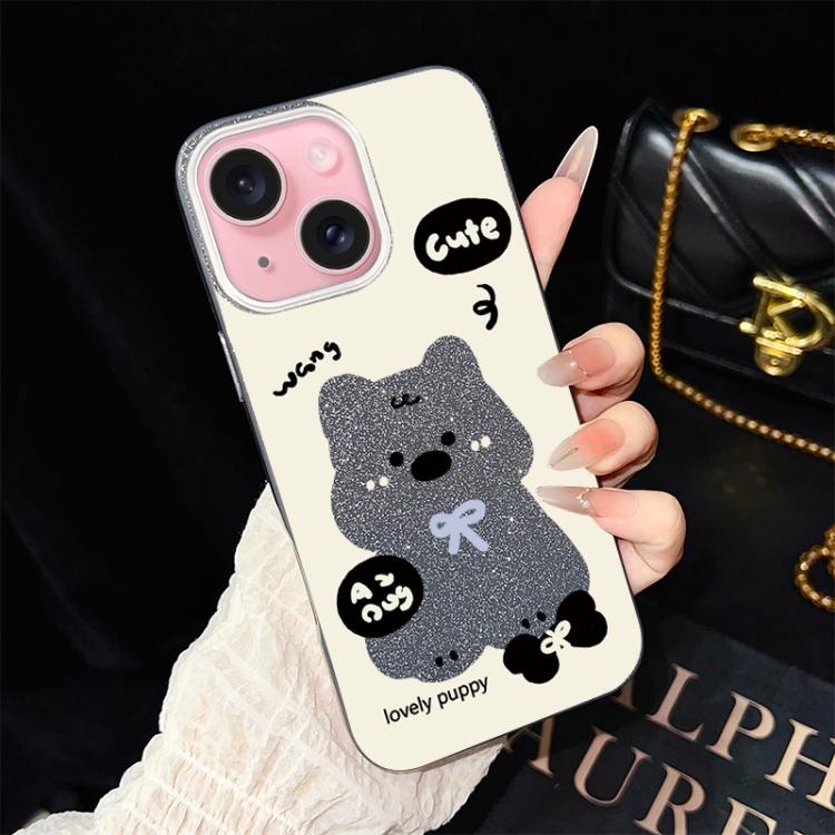 Custodia per telefono ibrida in PC e TPU con grazioso motivo a cuccioli e glitter IMD., For iPhone 15, For iPhone 14 Plus, For iPhone 14, For iPhone 14 Pro, For iPhone 14 Pro Max, For iPhone SE 2022 / SE 2020