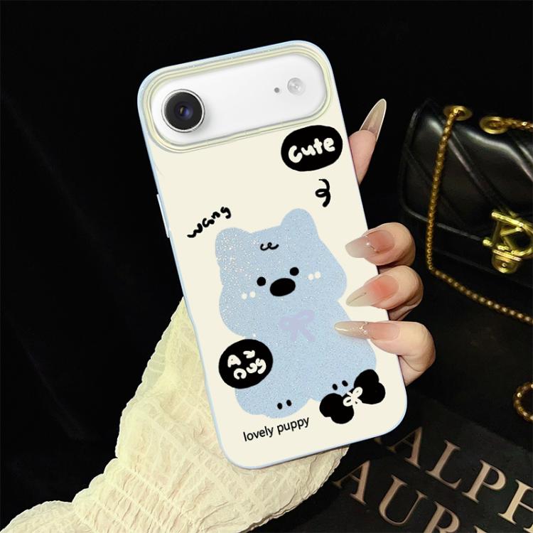 Custodia per telefono ibrida in PC e TPU con grazioso motivo a cuccioli e glitter IMD., For iPhone 17e / 16e, For iPhone 17 Pro Max, For iPhone 17 Pro, For iPhone 17, For iPhone Air, For iPhone 16 Pro Max