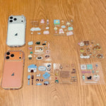 Custodia trasparente per telefono in PC con orecchie da gatto e adesivo in resina., For iPhone 17 Pro Max, For iPhone 17 Pro