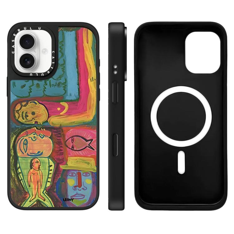 Custodia magnetica per telefono con specchio a specchio della serie "Uomo fluttuante"., For iPhone 16 Pro Max, For iPhone 16 Pro, For iPhone 16 Plus