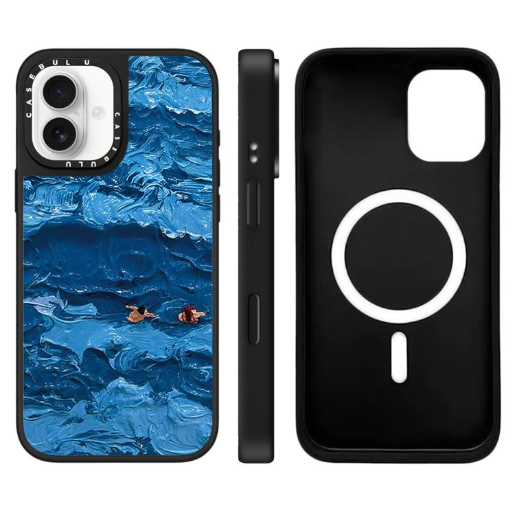 Custodia magnetica per telefono con specchio a specchio della serie "Uomo fluttuante"., For iPhone 16, For iPhone 15 Pro Max, For iPhone 15 Pro