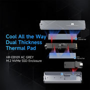 Box esterno per SSD M.2 NVMe THERMALRIGHT HR-EB109 con cavo da USB a Type-C e cavo da Type-C a Type-C., EB109 A-C & C-C Cable