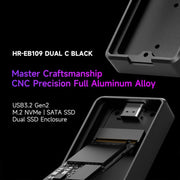 THERMALRIGHT HR-EB109 Box esterno per SSD M.2 NVMe/SATA a doppio protocollo con cavo da Type-C a Type-C, EB109 Dual Protocol