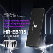 Box esterno per SSD M.2 NVMe THERMALRIGHT HR-EB115 con cavo da USB a Type-C e cavo da Type-C a Type-C., EB115 A-C & C-C Cable