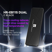 THERMALRIGHT HR-EB115 Box esterno per SSD M.2 NVMe/SATA a doppio protocollo con cavo da Type-C a Type-C, EB115 Dual Protocol