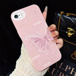 Custodia per telefono ibrida in PC TPU con motivo a stelle rosa e farfalle, glitter IMD., For iPhone 8 Plus / 7 Plus, For iPhone 6 Plus / 6s Plus, For iPhone 6 / 6s