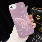 Custodia per telefono ibrida in PC TPU con motivo a stelle rosa e farfalle, glitter IMD., For iPhone 8 Plus / 7 Plus, For iPhone 6 Plus / 6s Plus, For iPhone 6 / 6s