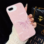 Custodia per telefono ibrida in PC TPU con motivo a stelle rosa e farfalle, glitter IMD., For iPhone 8 Plus / 7 Plus, For iPhone 6 Plus / 6s Plus, For iPhone 6 / 6s