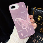 Custodia per telefono ibrida in PC TPU con motivo a stelle rosa e farfalle, glitter IMD., For iPhone 8 Plus / 7 Plus, For iPhone 6 Plus / 6s Plus, For iPhone 6 / 6s