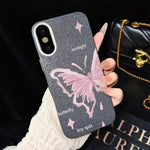 Custodia per telefono ibrida in PC TPU con motivo a stelle rosa e farfalle, glitter IMD., For iPhone 11 Pro Max, For iPhone 11, For iPhone 11 Pro, For iPhone XS / X, For iPhone XR, For iPhone XS Max