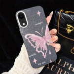 Custodia per telefono ibrida in PC TPU con motivo a stelle rosa e farfalle, glitter IMD., For iPhone 11 Pro Max, For iPhone 11, For iPhone 11 Pro, For iPhone XS / X, For iPhone XR, For iPhone XS Max