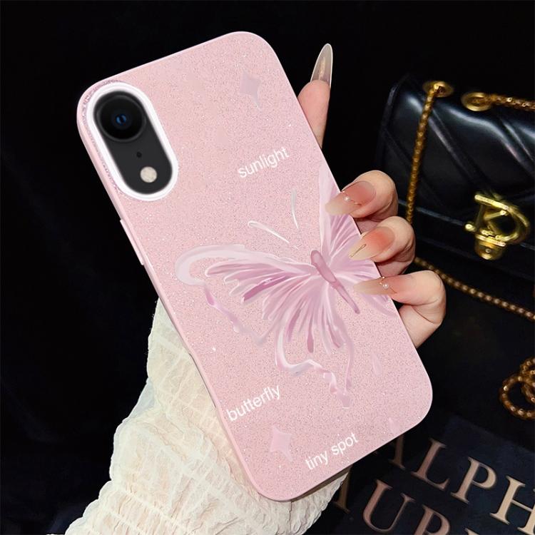 Custodia per telefono ibrida in PC TPU con motivo a stelle rosa e farfalle, glitter IMD., For iPhone 11 Pro Max, For iPhone 11, For iPhone 11 Pro, For iPhone XS / X, For iPhone XR, For iPhone XS Max