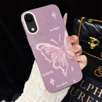 Custodia per telefono ibrida in PC TPU con motivo a stelle rosa e farfalle, glitter IMD., For iPhone 11 Pro Max, For iPhone 11, For iPhone 11 Pro, For iPhone XS / X, For iPhone XR, For iPhone XS Max