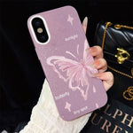 Custodia per telefono ibrida in PC TPU con motivo a stelle rosa e farfalle, glitter IMD., For iPhone 11 Pro Max, For iPhone 11, For iPhone 11 Pro, For iPhone XS / X, For iPhone XR, For iPhone XS Max