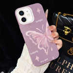 Custodia per telefono ibrida in PC TPU con motivo a stelle rosa e farfalle, glitter IMD., For iPhone 13 Pro Max, For iPhone 13 Pro, For iPhone 13, For iPhone 12, For iPhone 12 Pro Max, For iPhone 12 Pro