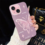 Custodia per telefono ibrida in PC TPU con motivo a stelle rosa e farfalle, glitter IMD., For iPhone 15, For iPhone 14 Plus, For iPhone 14, For iPhone 14 Pro, For iPhone 14 Pro Max, For iPhone SE 2022 / SE 2020