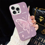 Custodia per telefono ibrida in PC TPU con motivo a stelle rosa e farfalle, glitter IMD., For iPhone 16 Pro, For iPhone 16 Plus, For iPhone 16, For iPhone 15 Pro Max, For iPhone 15 Pro, For iPhone 15 Plus