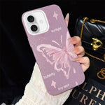 Custodia per telefono ibrida in PC TPU con motivo a stelle rosa e farfalle, glitter IMD., For iPhone 16 Pro, For iPhone 16 Plus, For iPhone 16, For iPhone 15 Pro Max, For iPhone 15 Pro, For iPhone 15 Plus