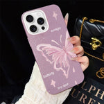 Custodia per telefono ibrida in PC TPU con motivo a stelle rosa e farfalle, glitter IMD., For iPhone 17e / 16e, For iPhone 17 Pro Max, For iPhone 17 Pro, For iPhone 17, For iPhone Air, For iPhone 16 Pro Max