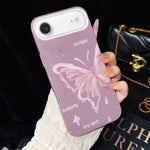 Custodia per telefono ibrida in PC TPU con motivo a stelle rosa e farfalle, glitter IMD., For iPhone 17e / 16e, For iPhone 17 Pro Max, For iPhone 17 Pro, For iPhone 17, For iPhone Air, For iPhone 16 Pro Max