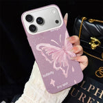 Custodia per telefono ibrida in PC TPU con motivo a stelle rosa e farfalle, glitter IMD., For iPhone 17e / 16e, For iPhone 17 Pro Max, For iPhone 17 Pro, For iPhone 17, For iPhone Air, For iPhone 16 Pro Max