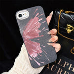 Custodia per telefono ibrida in PC e TPU con motivo a mezza farfalla e glitter IMD., For iPhone 8 Plus / 7 Plus, For iPhone 6 Plus / 6s Plus, For iPhone 6 / 6s
