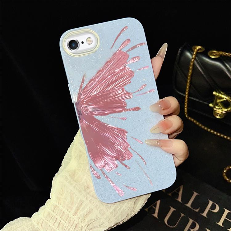 Custodia per telefono ibrida in PC e TPU con motivo a mezza farfalla e glitter IMD., For iPhone 8 Plus / 7 Plus, For iPhone 6 Plus / 6s Plus, For iPhone 6 / 6s