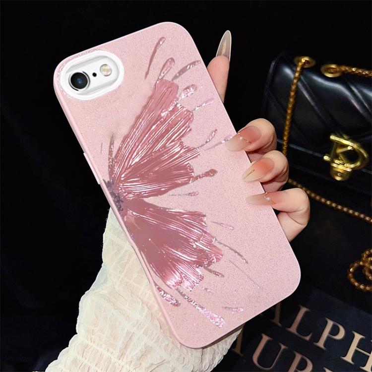 Custodia per telefono ibrida in PC e TPU con motivo a mezza farfalla e glitter IMD., For iPhone 8 Plus / 7 Plus, For iPhone 6 Plus / 6s Plus, For iPhone 6 / 6s