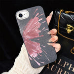 Custodia per telefono ibrida in PC e TPU con motivo a mezza farfalla e glitter IMD., For iPhone 15, For iPhone 14 Plus, For iPhone 14, For iPhone 14 Pro, For iPhone 14 Pro Max, For iPhone SE 2022 / SE 2020
