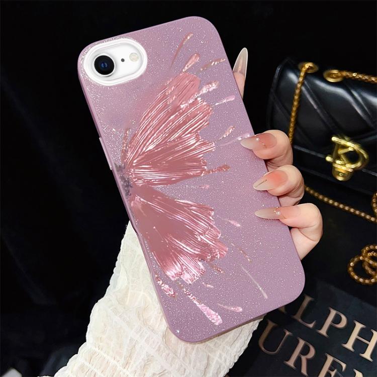 Custodia per telefono ibrida in PC e TPU con motivo a mezza farfalla e glitter IMD., For iPhone 15, For iPhone 14 Plus, For iPhone 14, For iPhone 14 Pro, For iPhone 14 Pro Max, For iPhone SE 2022 / SE 2020