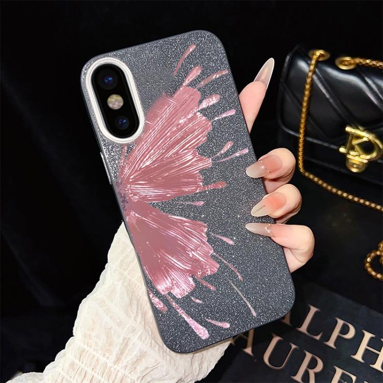 Custodia per telefono ibrida in PC e TPU con motivo a mezza farfalla e glitter IMD., For iPhone 11 Pro Max, For iPhone 11, For iPhone 11 Pro, For iPhone XS / X, For iPhone XR, For iPhone XS Max