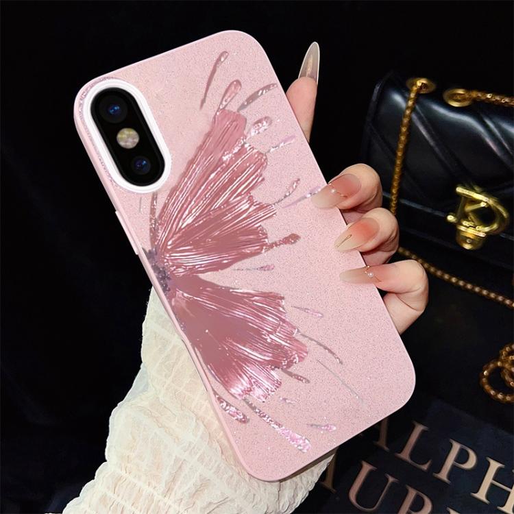 Custodia per telefono ibrida in PC e TPU con motivo a mezza farfalla e glitter IMD., For iPhone 11 Pro Max, For iPhone 11, For iPhone 11 Pro, For iPhone XS / X, For iPhone XR, For iPhone XS Max