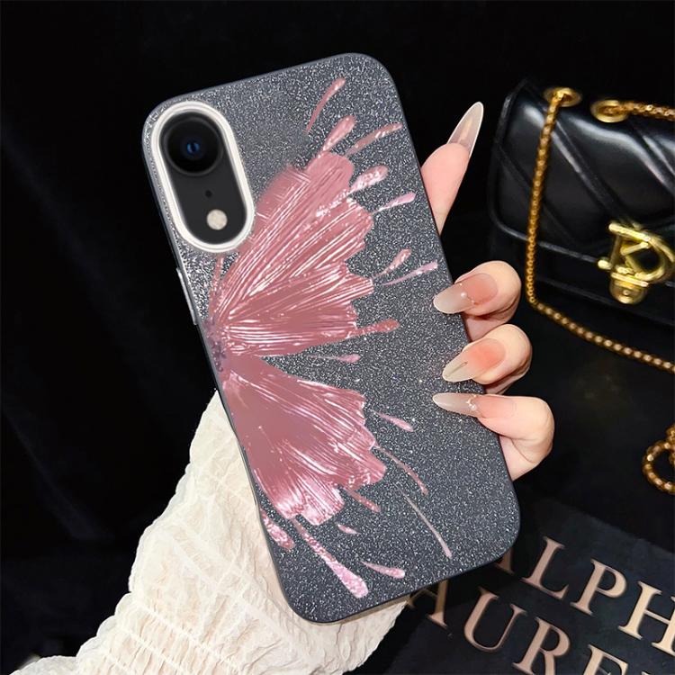 Custodia per telefono ibrida in PC e TPU con motivo a mezza farfalla e glitter IMD., For iPhone 11 Pro Max, For iPhone 11, For iPhone 11 Pro, For iPhone XS / X, For iPhone XR, For iPhone XS Max