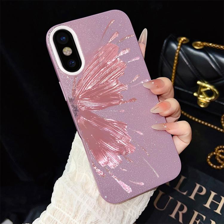 Custodia per telefono ibrida in PC e TPU con motivo a mezza farfalla e glitter IMD., For iPhone 11 Pro Max, For iPhone 11, For iPhone 11 Pro, For iPhone XS / X, For iPhone XR, For iPhone XS Max
