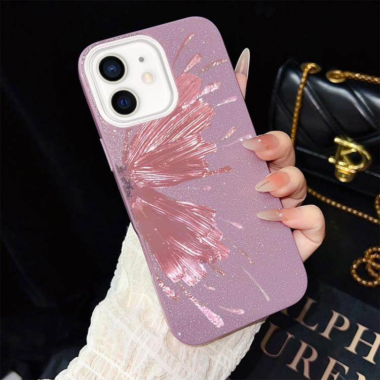 Custodia per telefono ibrida in PC e TPU con motivo a mezza farfalla e glitter IMD., For iPhone 13 Pro Max, For iPhone 13 Pro, For iPhone 13, For iPhone 12, For iPhone 12 Pro Max, For iPhone 12 Pro