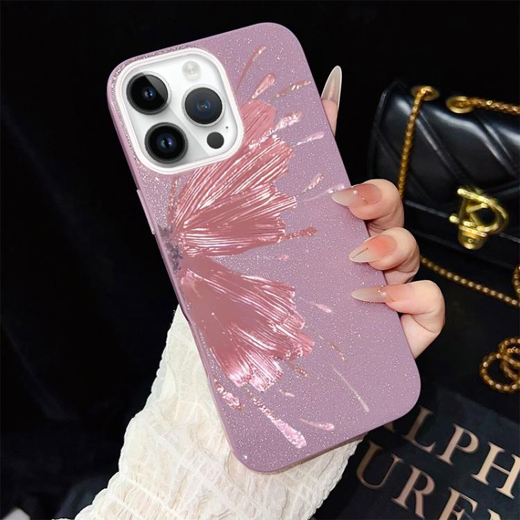Custodia per telefono ibrida in PC e TPU con motivo a mezza farfalla e glitter IMD., For iPhone 13 Pro Max, For iPhone 13 Pro, For iPhone 13, For iPhone 12, For iPhone 12 Pro Max, For iPhone 12 Pro