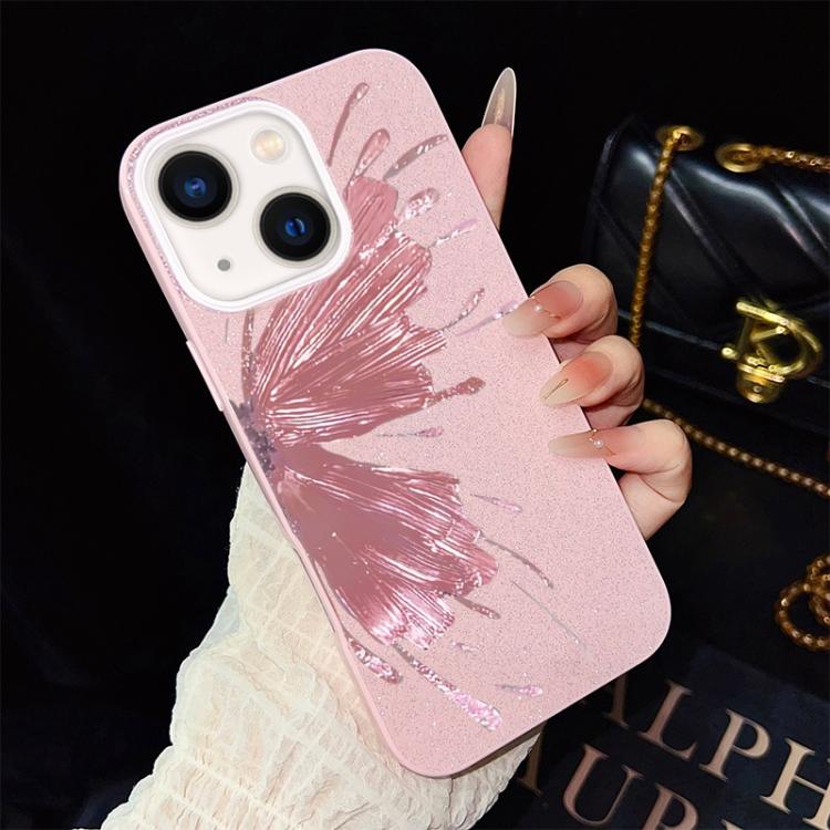 Custodia per telefono ibrida in PC e TPU con motivo a mezza farfalla e glitter IMD., For iPhone 15, For iPhone 14 Plus, For iPhone 14, For iPhone 14 Pro, For iPhone 14 Pro Max, For iPhone SE 2022 / SE 2020