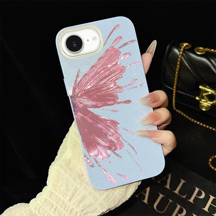 Custodia per telefono ibrida in PC e TPU con motivo a mezza farfalla e glitter IMD., For iPhone 17e / 16e, For iPhone 17 Pro Max, For iPhone 17 Pro, For iPhone 17, For iPhone Air, For iPhone 16 Pro Max