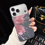 Custodia per telefono ibrida in PC e TPU con motivo a mezza farfalla e glitter IMD., For iPhone 17e / 16e, For iPhone 17 Pro Max, For iPhone 17 Pro, For iPhone 17, For iPhone Air, For iPhone 16 Pro Max