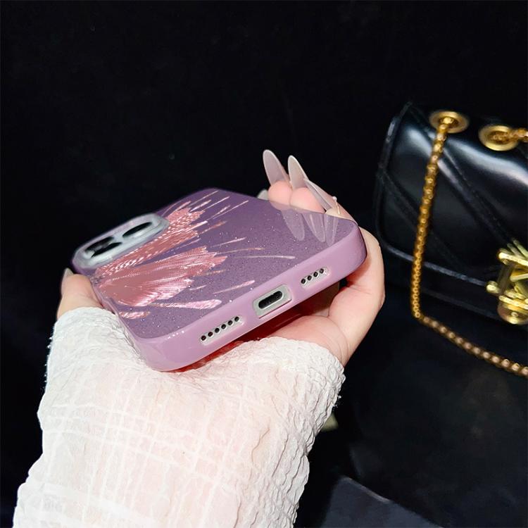 Custodia per telefono ibrida in PC e TPU con motivo a mezza farfalla e glitter IMD., For iPhone 13 Pro Max, For iPhone 13 Pro, For iPhone 13, For iPhone 12, For iPhone 12 Pro Max, For iPhone 12 Pro