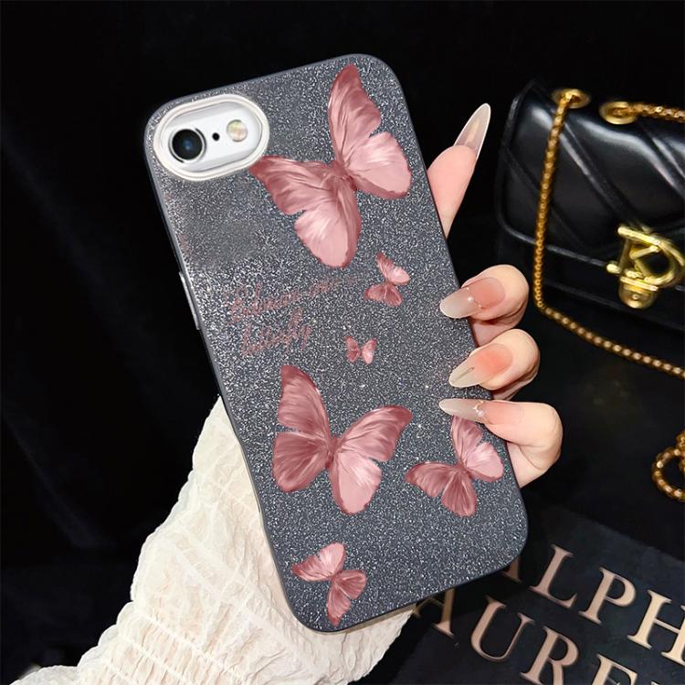 Custodia per telefono ibrida in PC e TPU con motivo farfalle da sogno e glitter IMD., For iPhone 8 Plus / 7 Plus, For iPhone 6 Plus / 6s Plus, For iPhone 6 / 6s