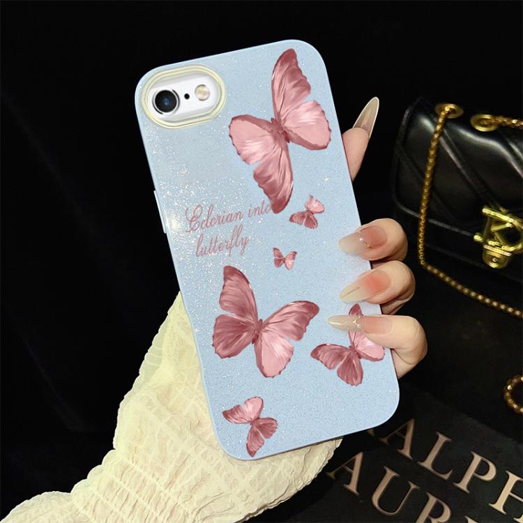 Custodia per telefono ibrida in PC e TPU con motivo farfalle da sogno e glitter IMD., For iPhone 8 Plus / 7 Plus, For iPhone 6 Plus / 6s Plus, For iPhone 6 / 6s