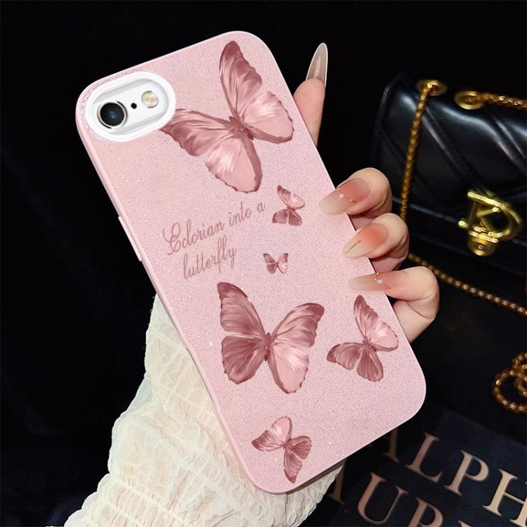 Custodia per telefono ibrida in PC e TPU con motivo farfalle da sogno e glitter IMD., For iPhone 8 Plus / 7 Plus, For iPhone 6 Plus / 6s Plus, For iPhone 6 / 6s