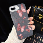 Custodia per telefono ibrida in PC e TPU con motivo farfalle da sogno e glitter IMD., For iPhone 8 Plus / 7 Plus, For iPhone 6 Plus / 6s Plus, For iPhone 6 / 6s